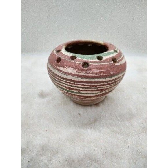 Vintage Silver Springs Florida Pottery Planter Vase Bowl Flower Frog Swirl NICE - Picture 3 of 10